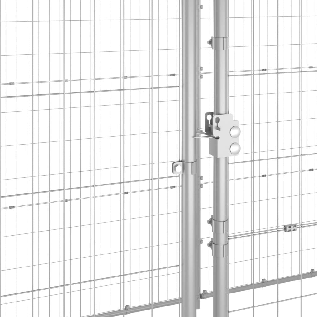 vidaXL Padoc câini de exterior cu acoperiș, 12,1 m², oțel galvanizat vidaXL Padoc câini de exterior cu acoperiș, 12,1 m², oțel galvanizat