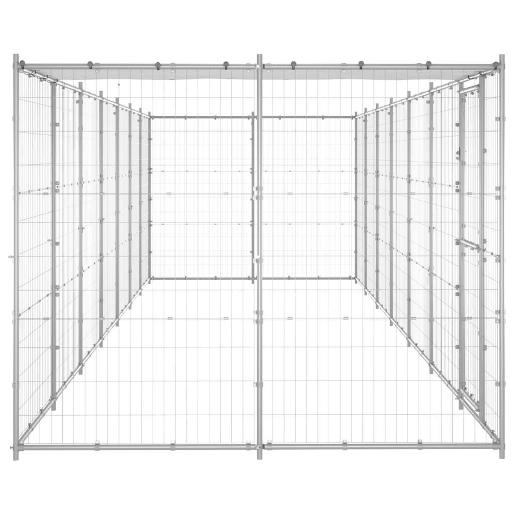vidaXL Padoc câini de exterior cu acoperiș, 16,94 m², oțel galvanizat vidaXL Padoc câini de exterior cu acoperiș, 16,94 m², oțel galvanizat