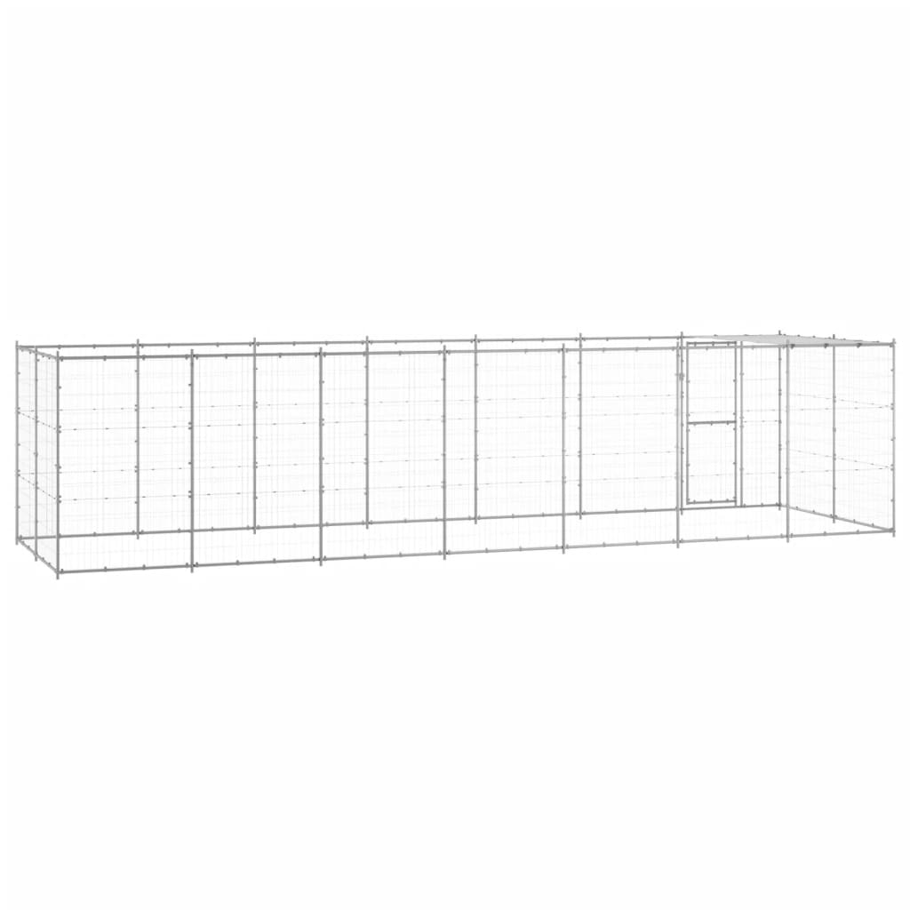 vidaXL Padoc câini de exterior cu acoperiș, 16,94 m², oțel galvanizat vidaXL Padoc câini de exterior cu acoperiș, 16,94 m², oțel galvanizat
