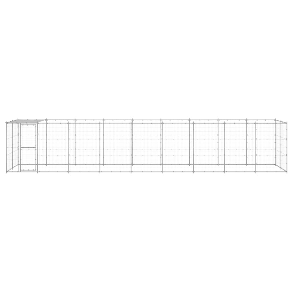 vidaXL Padoc câini de exterior cu acoperiș, 21,78 m², oțel galvanizat vidaXL Padoc câini de exterior cu acoperiș, 21,78 m², oțel galvanizat