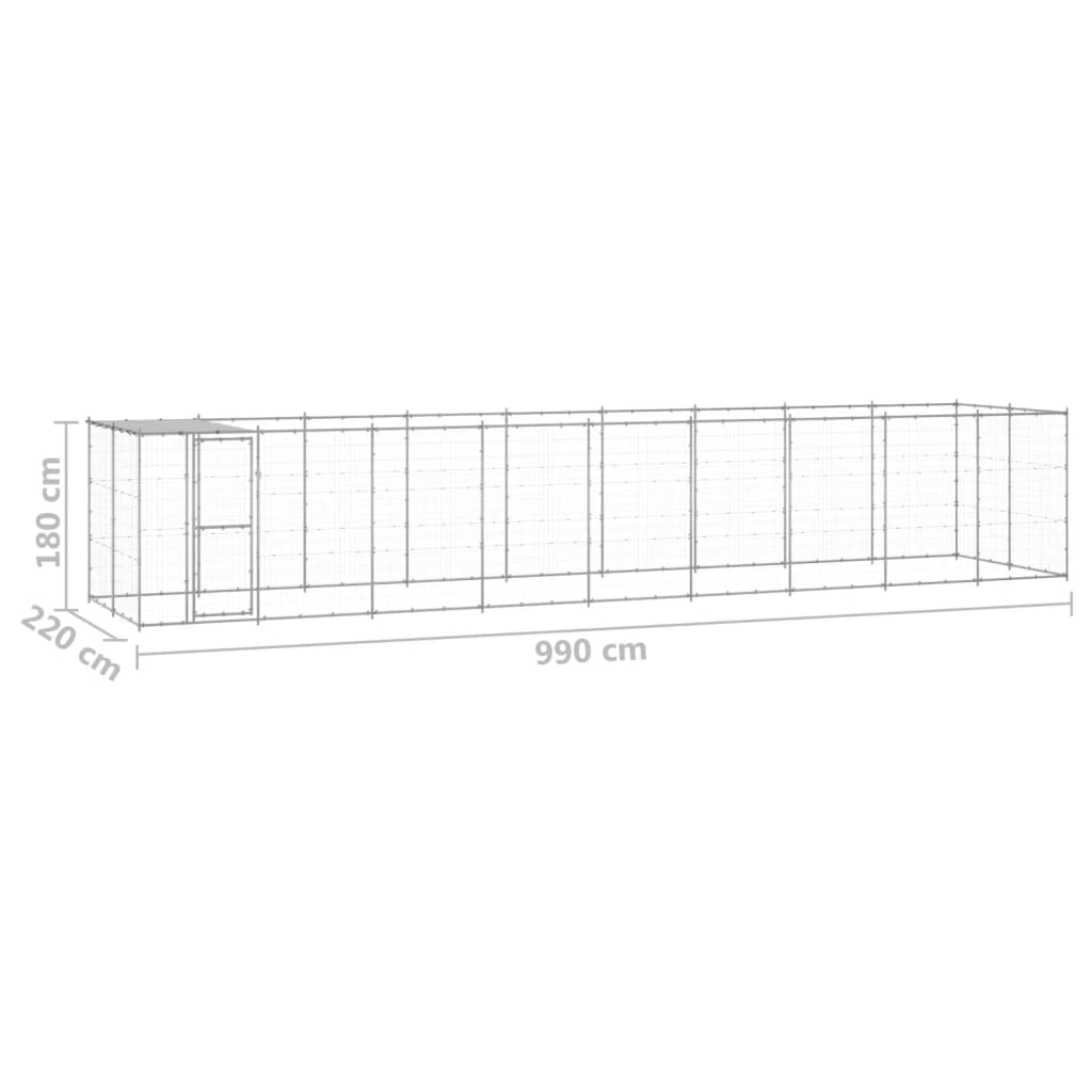 vidaXL Padoc câini de exterior cu acoperiș, 21,78 m², oțel galvanizat vidaXL Padoc câini de exterior cu acoperiș, 21,78 m², oțel galvanizat