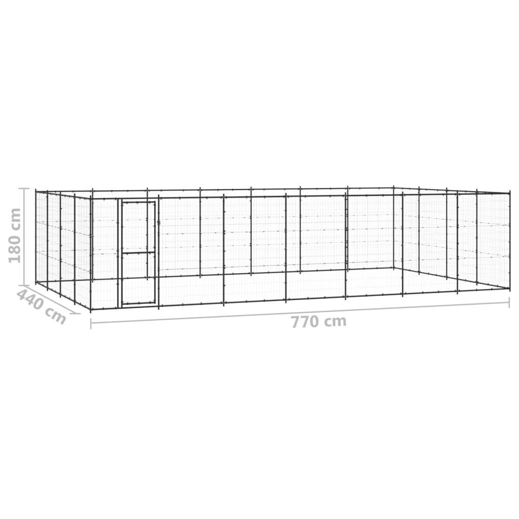 vidaXL Padoc pentru câini de exterior, 33,88 m², oțel