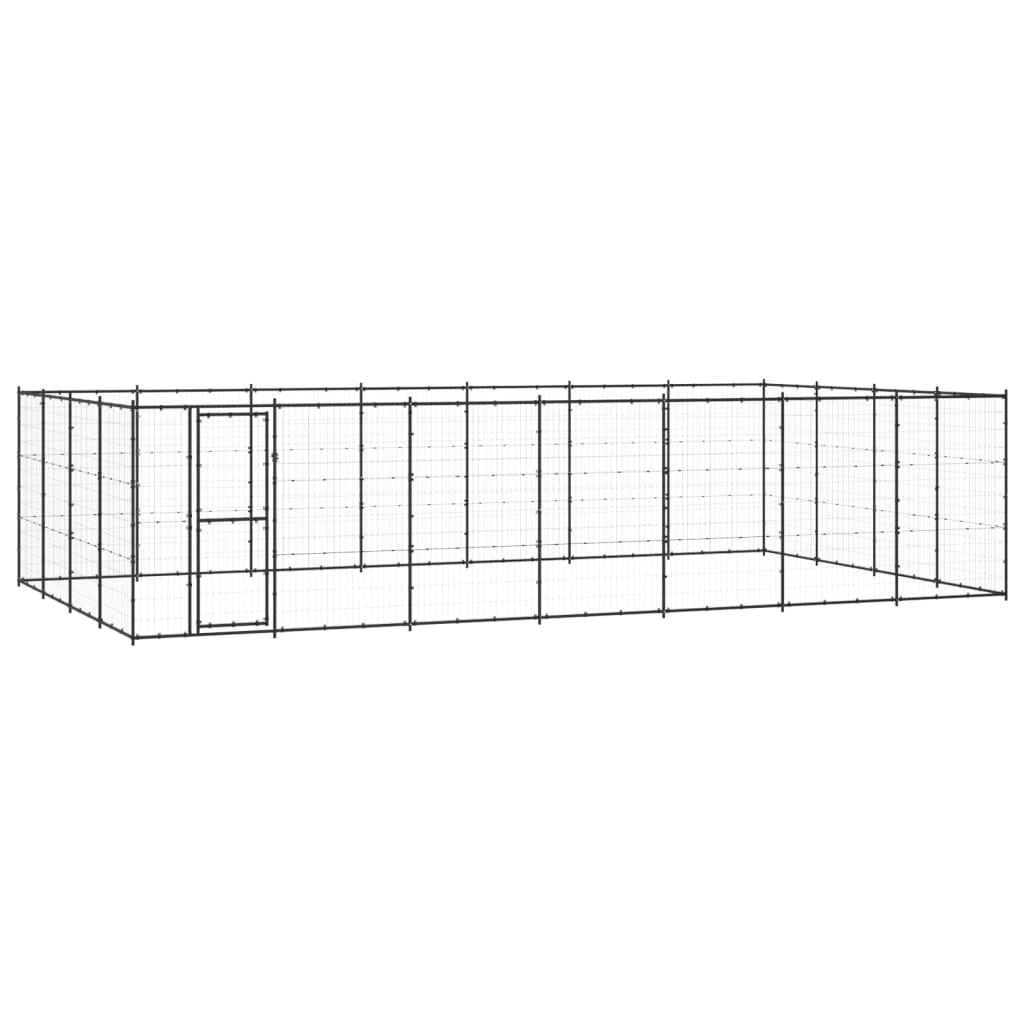 vidaXL Padoc pentru câini de exterior, 33,88 m², oțel