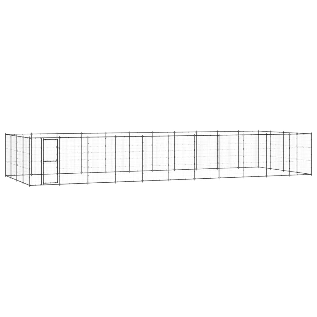 vidaXL Padoc pentru câini de exterior, 53,24 m², oțel