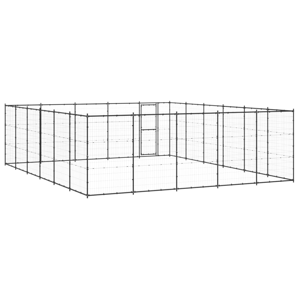 vidaXL Padoc pentru câini de exterior, 36,3 m², oțel