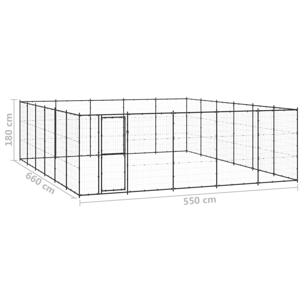 vidaXL Padoc pentru câini de exterior, 36,3 m², oțel