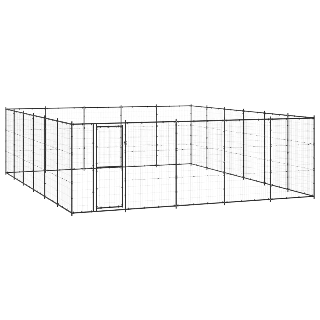vidaXL Padoc pentru câini de exterior, 36,3 m², oțel