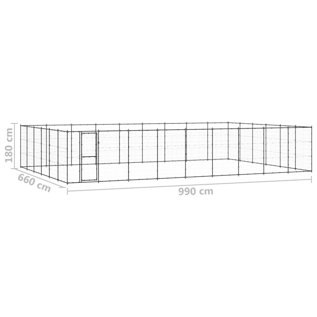 vidaXL Padoc pentru câini de exterior, 65,34 m², oțel vidaXL Padoc pentru câini de exterior, 65,34 m², oțel