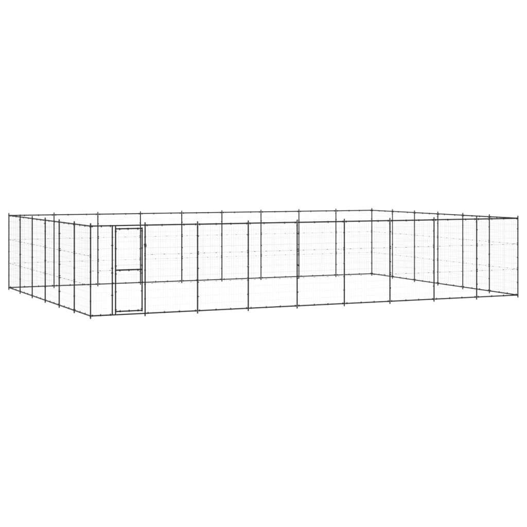 vidaXL Padoc pentru câini de exterior, 65,34 m², oțel vidaXL Padoc pentru câini de exterior, 65,34 m², oțel