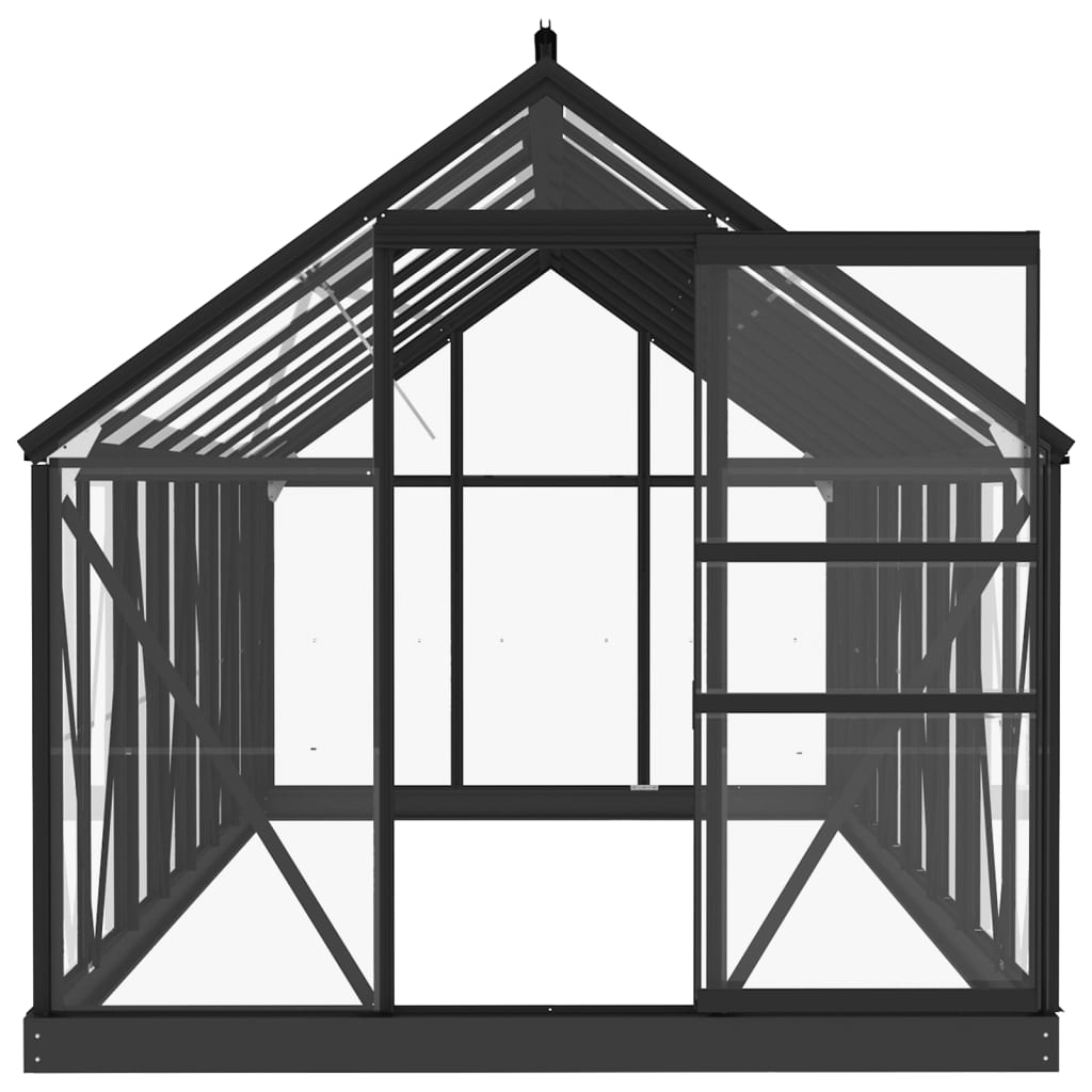 vidaXL Seră din sticlă, antracit, 155x395,5x191 cm, aluminiu vidaXL Seră din sticlă, antracit, 155x395,5x191 cm, aluminiu