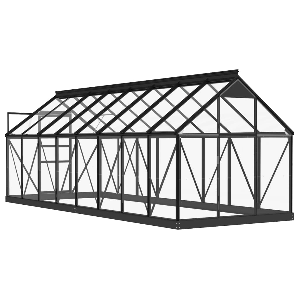 vidaXL Seră din sticlă, antracit, 155x395,5x191 cm, aluminiu vidaXL Seră din sticlă, antracit, 155x395,5x191 cm, aluminiu