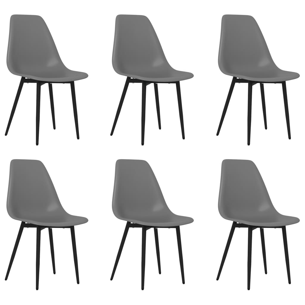 vidaXL Scaune de bucătărie, 6 buc., gri, PP vidaXL Scaune de bucătărie, 6 buc., gri, PP