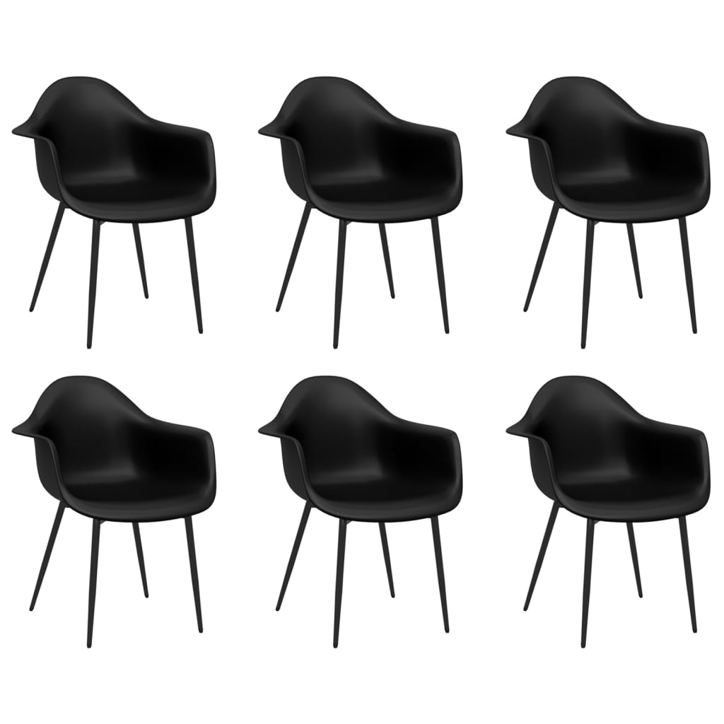 vidaXL Scaune de bucătărie, 6 buc., negru, PP vidaXL Scaune de bucătărie, 6 buc., negru, PP