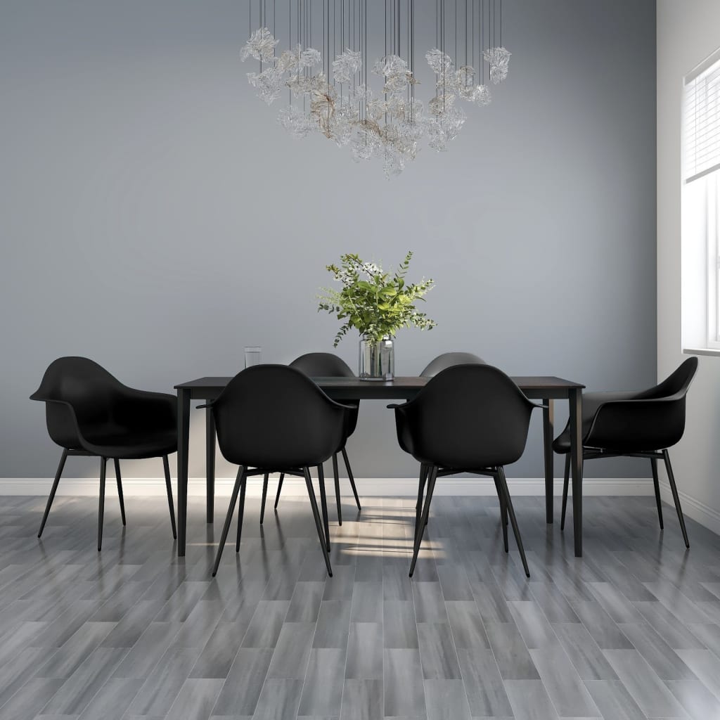 vidaXL Scaune de bucătărie, 6 buc., negru, PP vidaXL Scaune de bucătărie, 6 buc., negru, PP