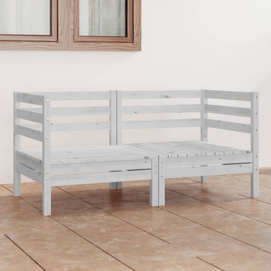 vidaXL Set mobilier de grădină cu 2 locuri, alb, lemn masiv de pin vidaXL Set mobilier de grădină cu 2 locuri, alb, lemn masiv de pin
