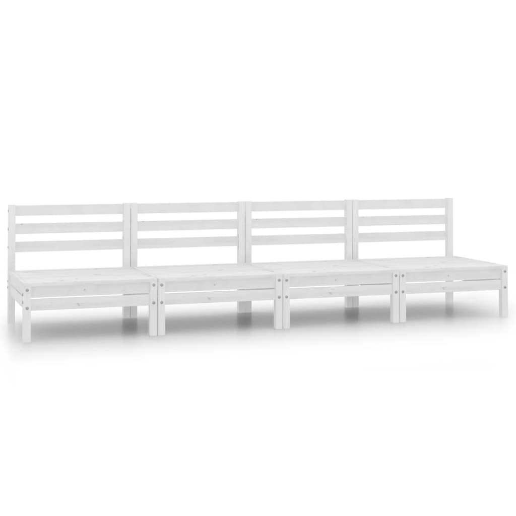 vidaXL Set mobilier de grădină, 4 piese, alb, lemn masiv de pin vidaXL Set mobilier de grădină, 4 piese, alb, lemn masiv de pin