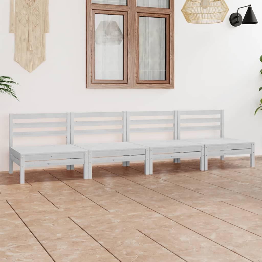vidaXL Set mobilier de grădină, 4 piese, alb, lemn masiv de pin vidaXL Set mobilier de grădină, 4 piese, alb, lemn masiv de pin