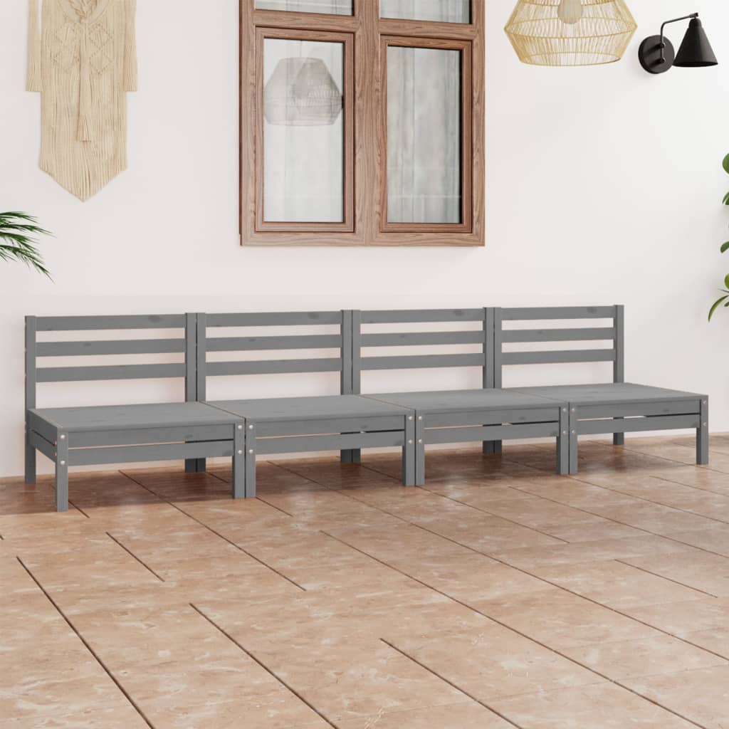 vidaXL Set mobilier de grădină, 4 piese, gri, lemn masiv de pin vidaXL Set mobilier de grădină, 4 piese, gri, lemn masiv de pin