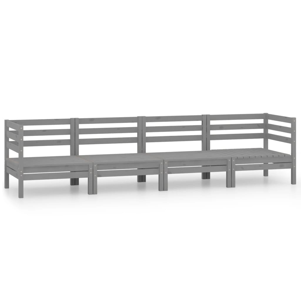 vidaXL Set mobilier de grădină, 4 piese, gri, lemn masiv de pin vidaXL Set mobilier de grădină, 4 piese, gri, lemn masiv de pin