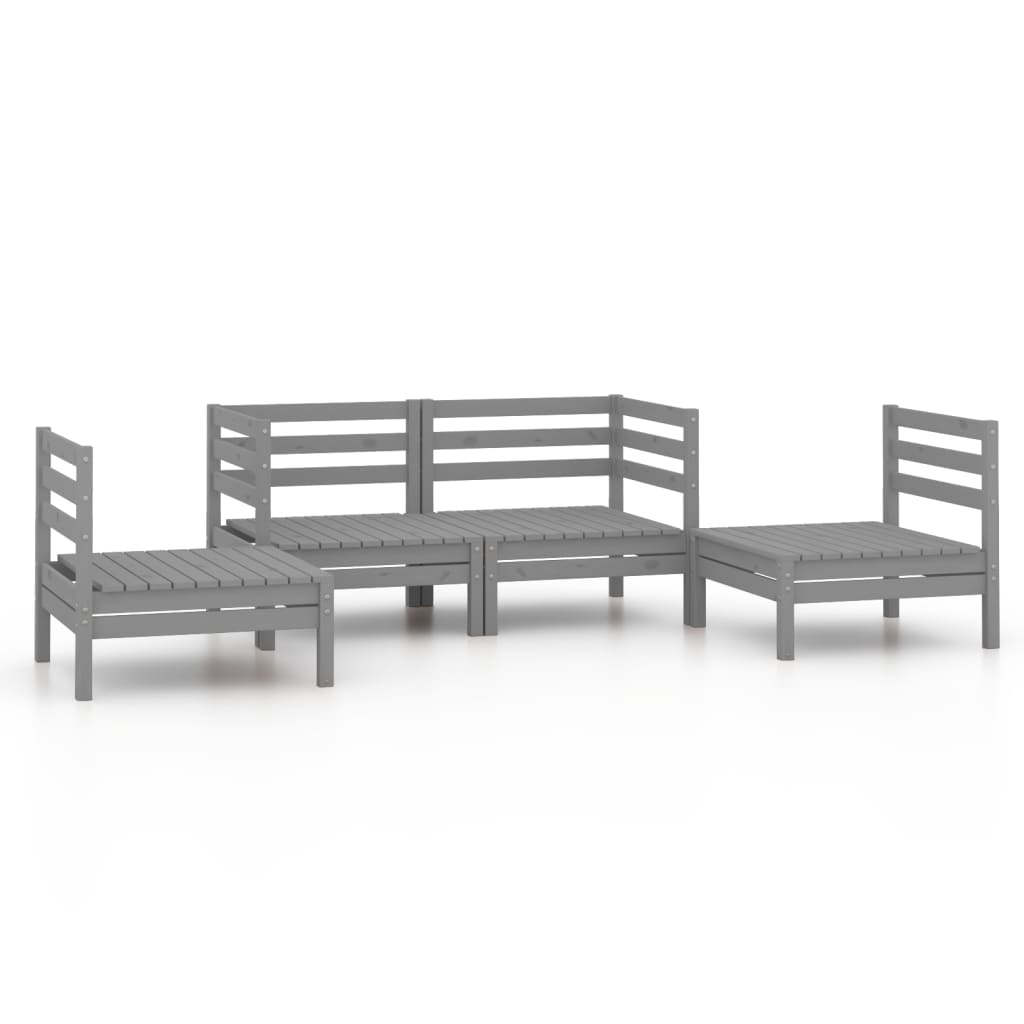 vidaXL Set mobilier de grădină, 4 piese, gri, lemn masiv de pin