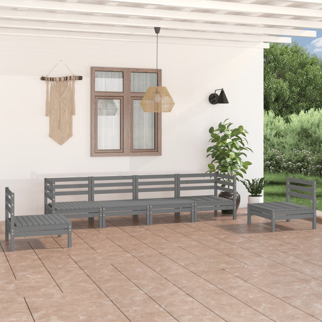 vidaXL Set mobilier de grădină, 6 piese, gri, lemn masiv de pin vidaXL Set mobilier de grădină, 6 piese, gri, lemn masiv de pin