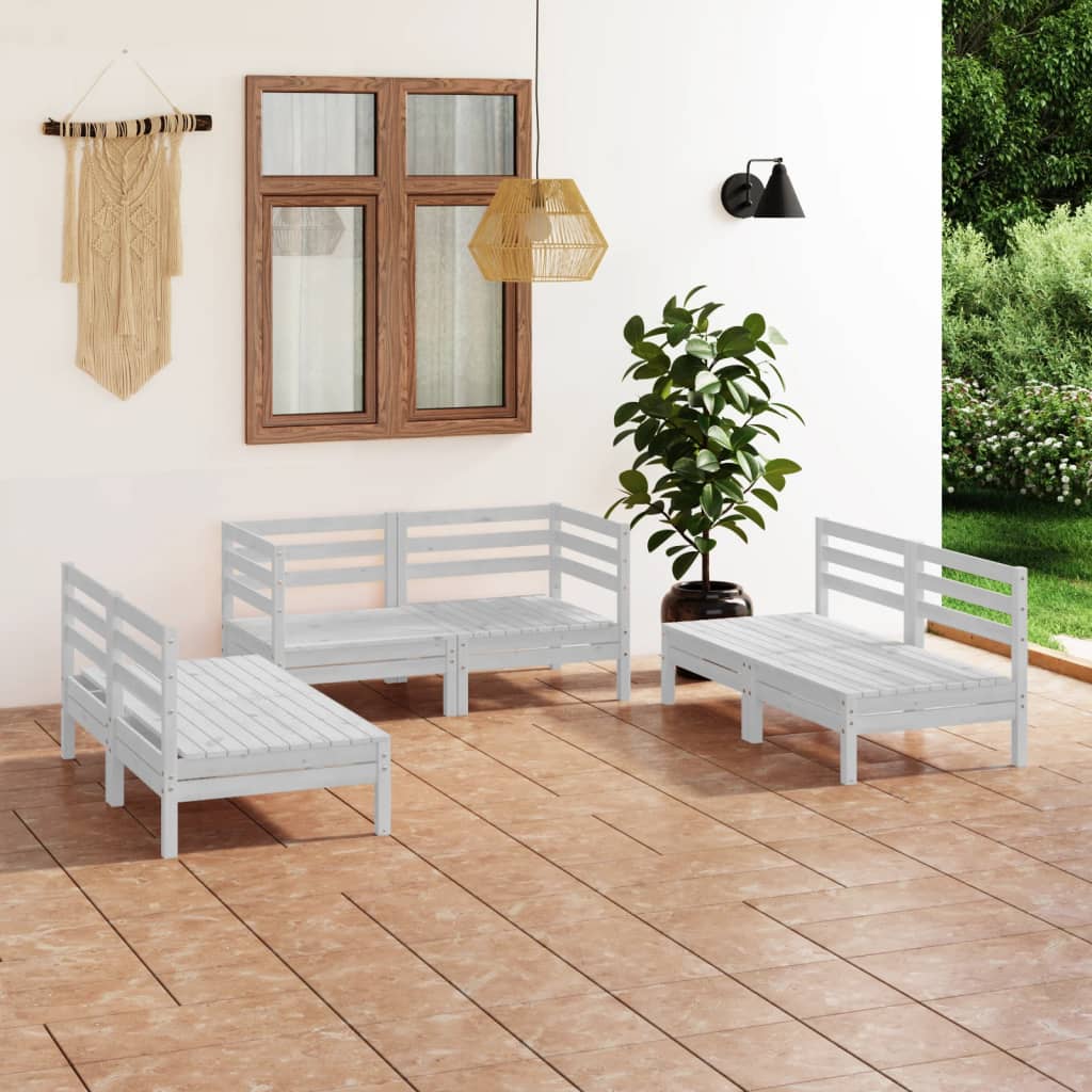 vidaXL Set mobilier de grădină, 6 piese, alb, lemn masiv de pin vidaXL Set mobilier de grădină, 6 piese, alb, lemn masiv de pin