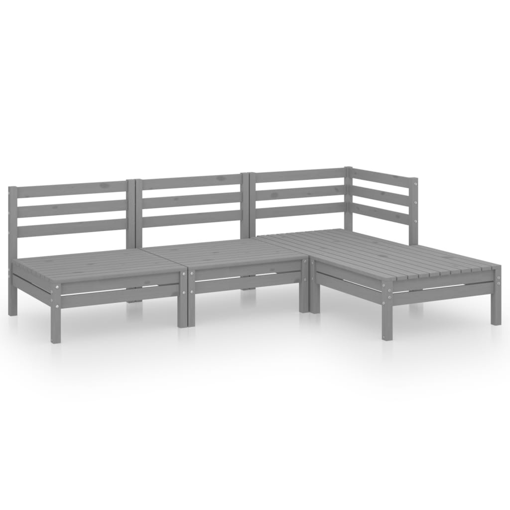 vidaXL Set mobilier de grădină, 4 piese, gri, lemn masiv de pin