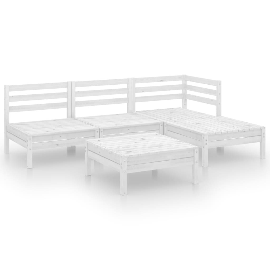 vidaXL Set mobilier de grădină, 5 piese, alb, lemn masiv de pin vidaXL Set mobilier de grădină, 5 piese, alb, lemn masiv de pin