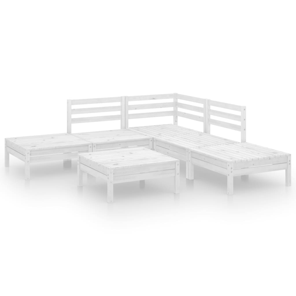vidaXL Set mobilier de grădină, 6 piese, alb, lemn masiv de pin