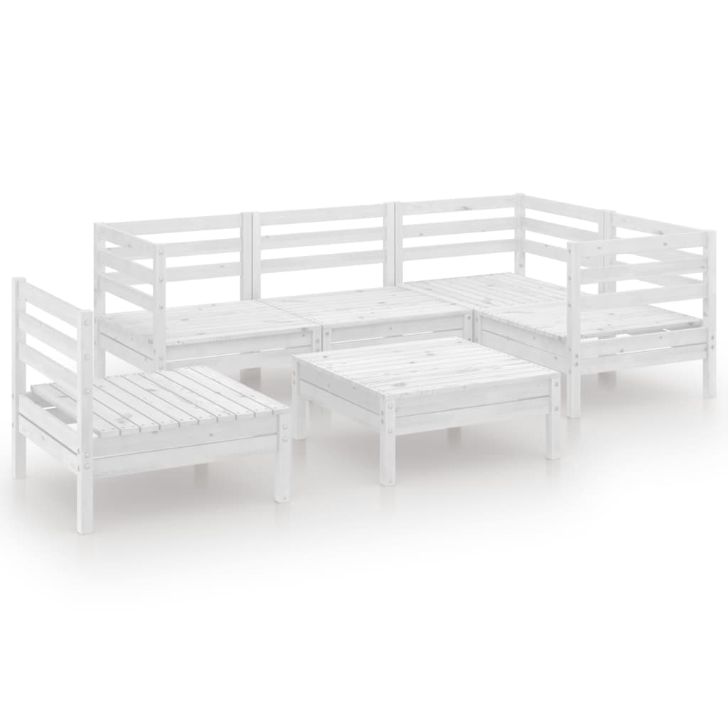 vidaXL Set mobilier de grădină, 6 piese, alb, lemn masiv de pin vidaXL Set mobilier de grădină, 6 piese, alb, lemn masiv de pin
