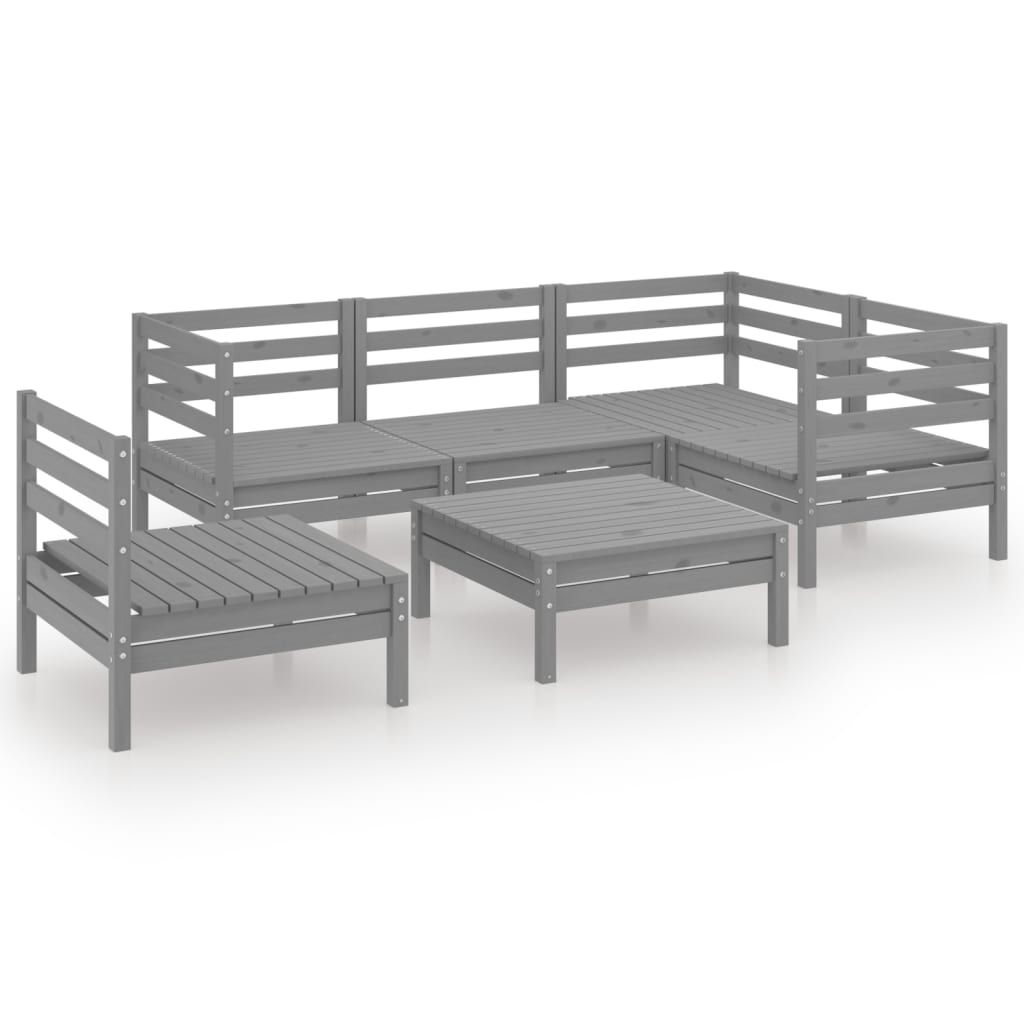 vidaXL Set mobilier de grădină, 6 piese, gri, lemn masiv de pin vidaXL Set mobilier de grădină, 6 piese, gri, lemn masiv de pin