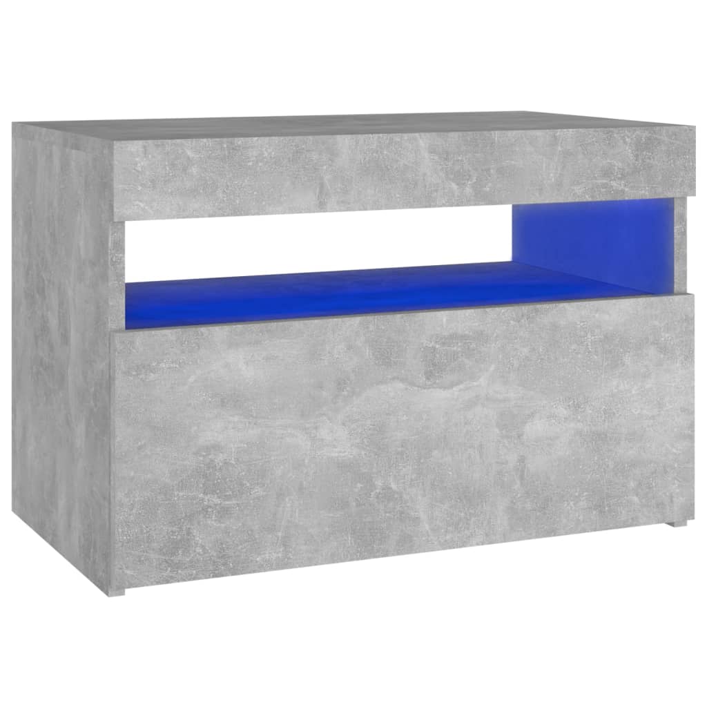 vidaXL Noptieră cu lumini LED, gri beton, 60x35x40 cm vidaXL Noptieră cu lumini LED, gri beton, 60x35x40 cm