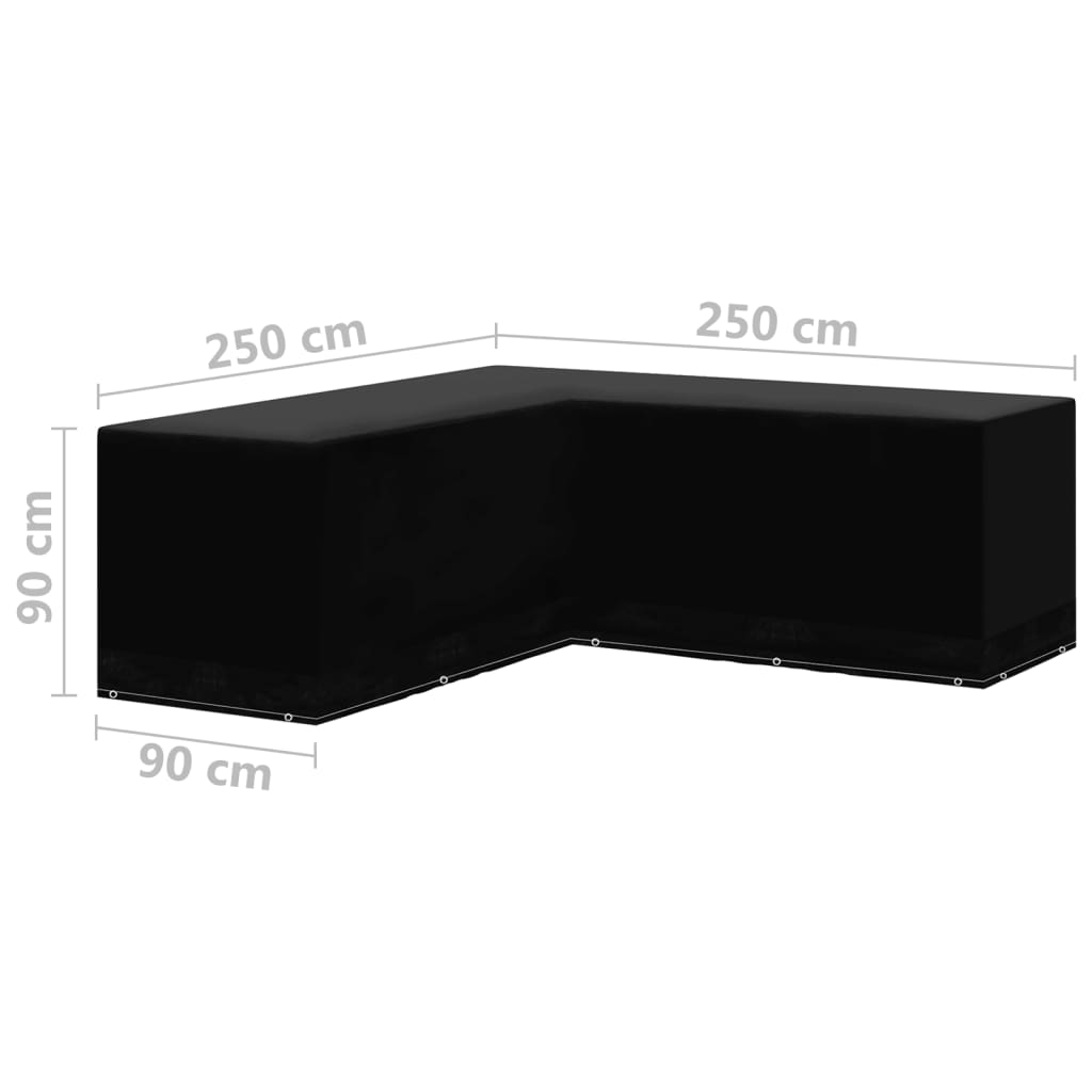 vidaXL Huse mobilier grădină, 2 buc., în L, 12 ocheți, 250x250x90 cm vidaXL Huse mobilier grădină, 2 buc., în L, 12 ocheți, 250x250x90 cm