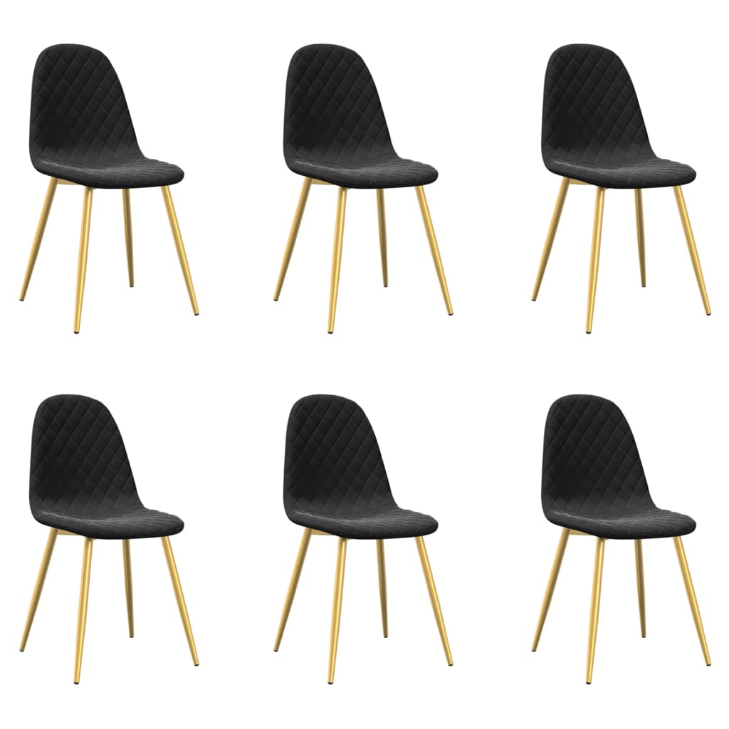 vidaXL Scaune de sufragerie, 6 buc, negru, catifea