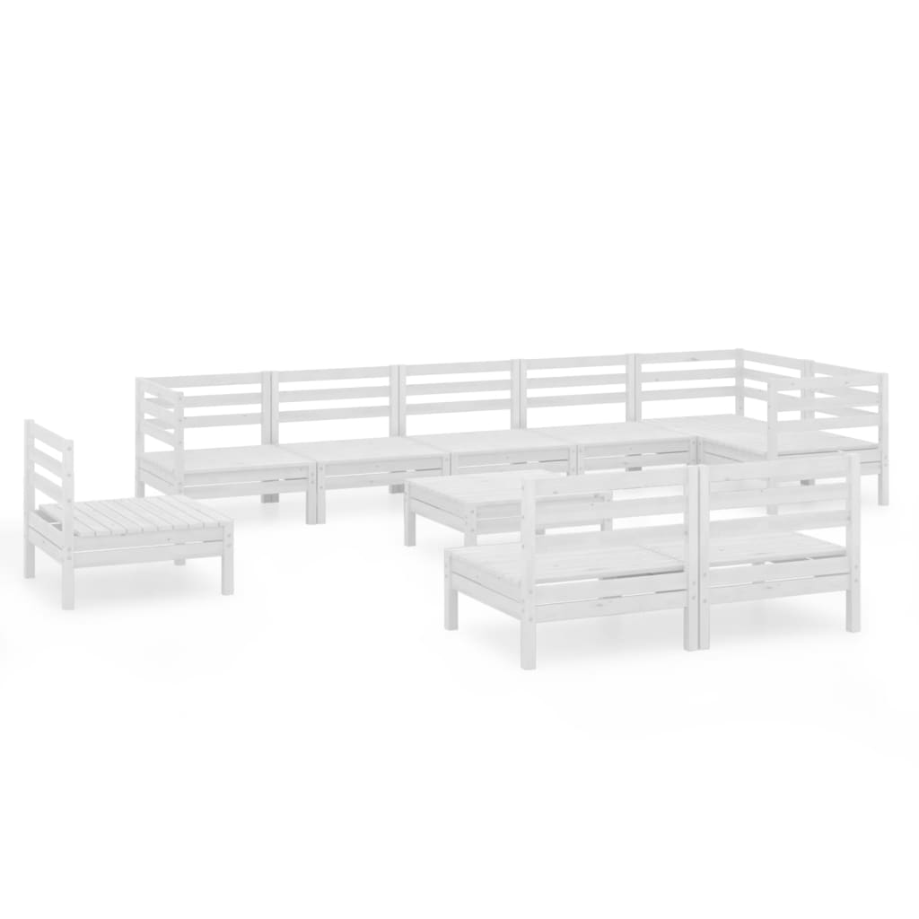 vidaXL Set mobilier de grădină, 10 piese, alb, lemn masiv de pin vidaXL Set mobilier de grădină, 10 piese, alb, lemn masiv de pin