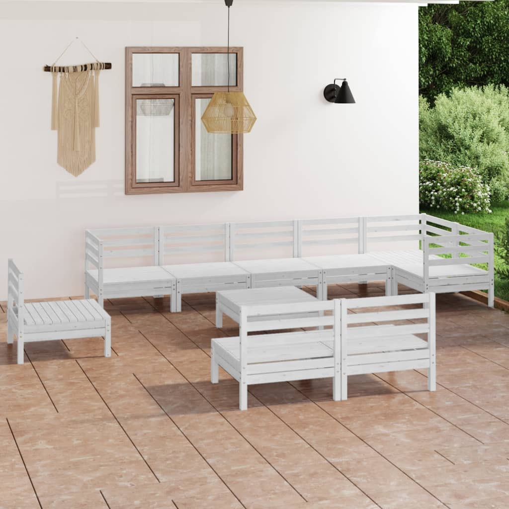 vidaXL Set mobilier de grădină, 10 piese, alb, lemn masiv de pin vidaXL Set mobilier de grădină, 10 piese, alb, lemn masiv de pin