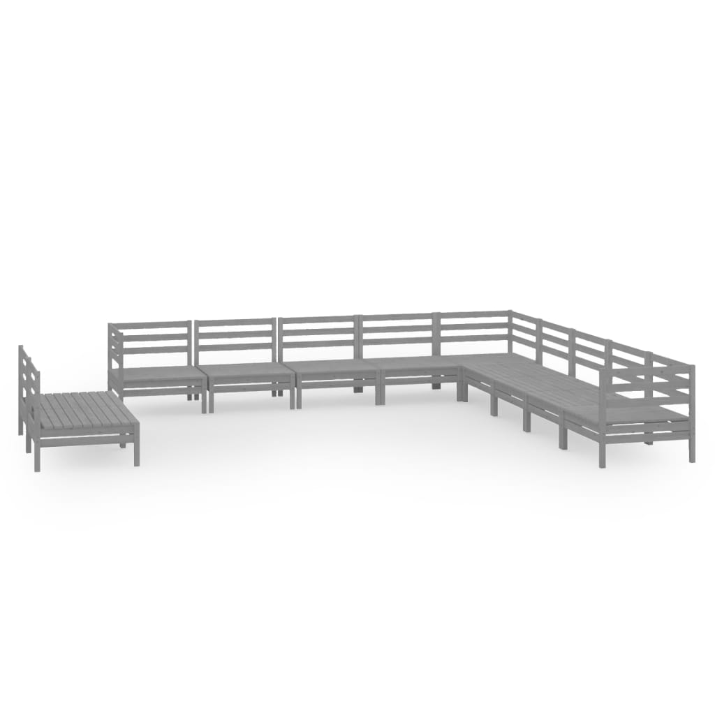 vidaXL Set mobilier de grădină, 11 piese, gri, lemn masiv de pin vidaXL Set mobilier de grădină, 11 piese, gri, lemn masiv de pin