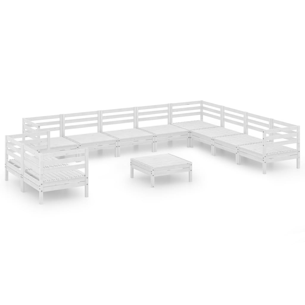 vidaXL Set mobilier de grădină, 11 piese, alb, lemn masiv de pin vidaXL Set mobilier de grădină, 11 piese, alb, lemn masiv de pin