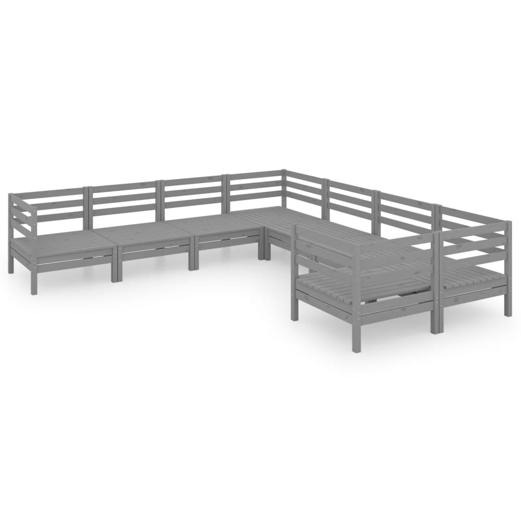 vidaXL Set mobilier de grădină, 8 piese, gri, lemn masiv de pin