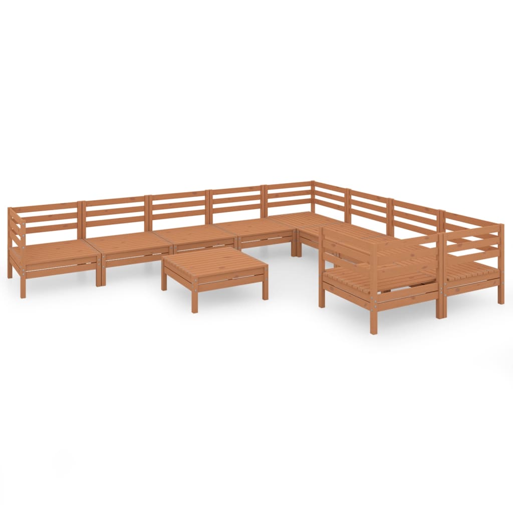 vidaXL Set mobilier de grădină, 10 piese, maro miere, lemn masiv pin vidaXL Set mobilier de grădină, 10 piese, maro miere, lemn masiv pin