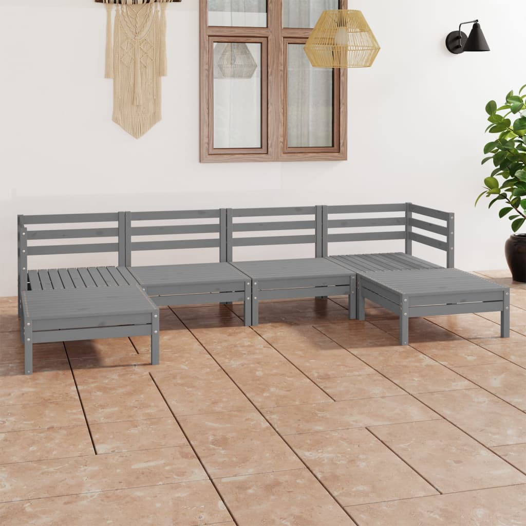 vidaXL Set mobilier de grădină, 6 piese, gri, lemn masiv de pin vidaXL Set mobilier de grădină, 6 piese, gri, lemn masiv de pin