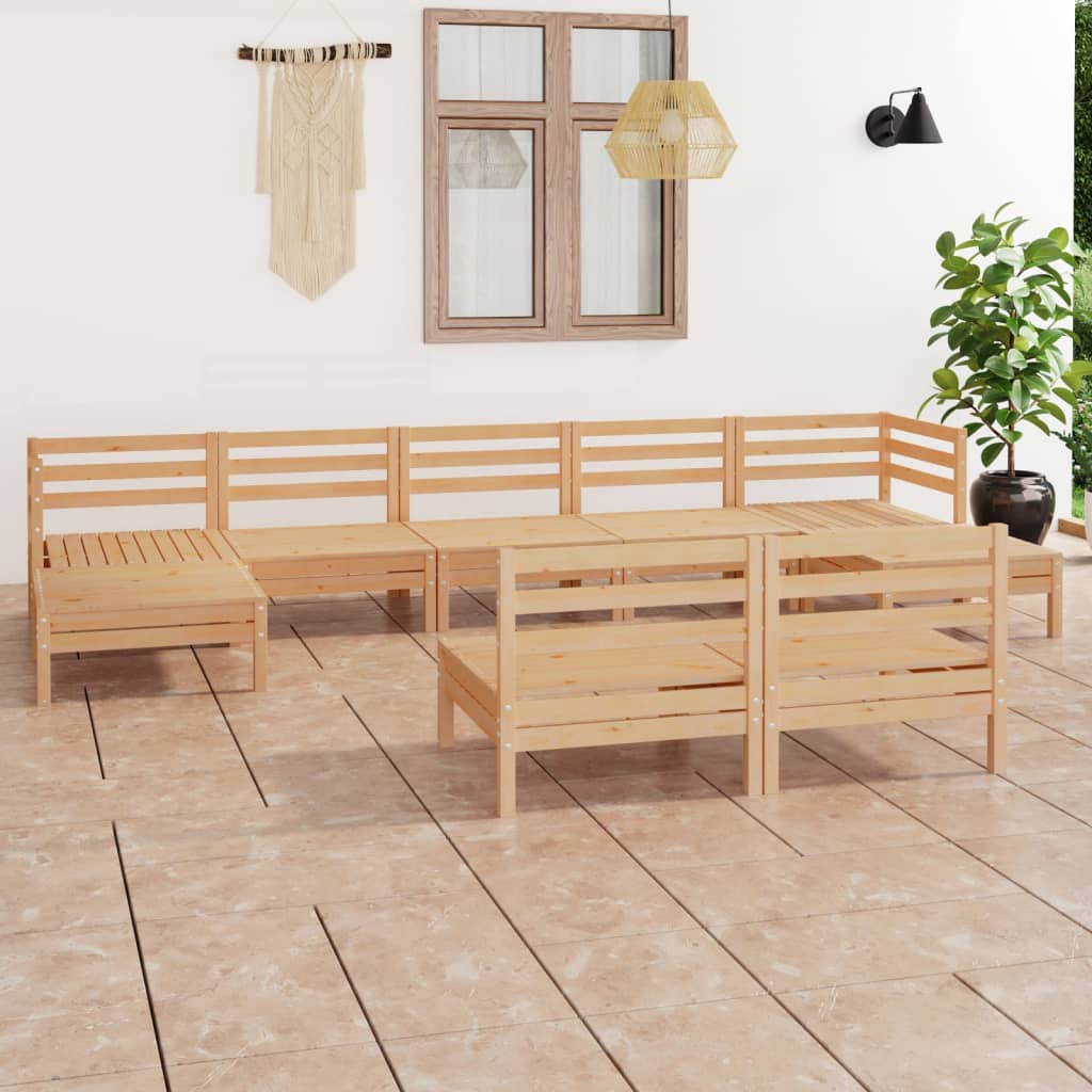 vidaXL Set mobilier de grădină, 9 piese, lemn masiv de pin vidaXL Set mobilier de grădină, 9 piese, lemn masiv de pin