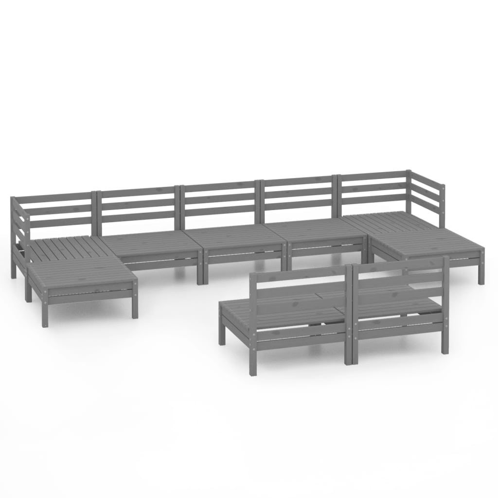vidaXL Set mobilier de grădină, 9 piese, gri, lemn masiv de pin vidaXL Set mobilier de grădină, 9 piese, gri, lemn masiv de pin