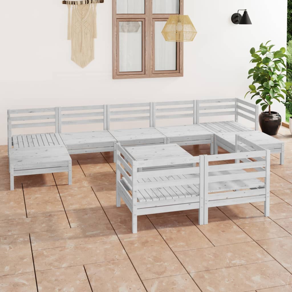 vidaXL Set mobilier de grădină, 10 piese, alb, lemn masiv de pin vidaXL Set mobilier de grădină, 10 piese, alb, lemn masiv de pin