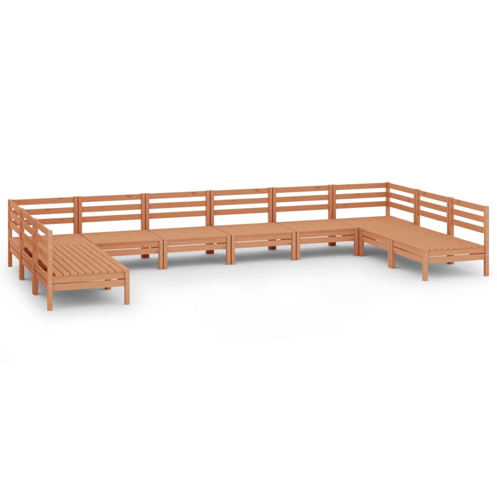 vidaXL Set relaxare de grădină, 10 piese, maro miere, lemn masiv pin