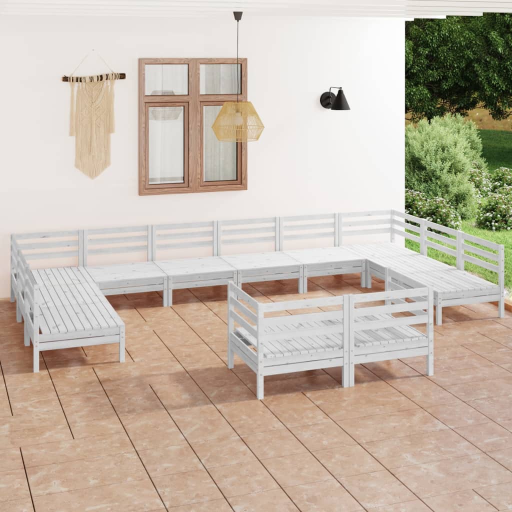 vidaXL Set mobilier de grădină, 12 piese, alb, lemn masiv de pin vidaXL Set mobilier de grădină, 12 piese, alb, lemn masiv de pin