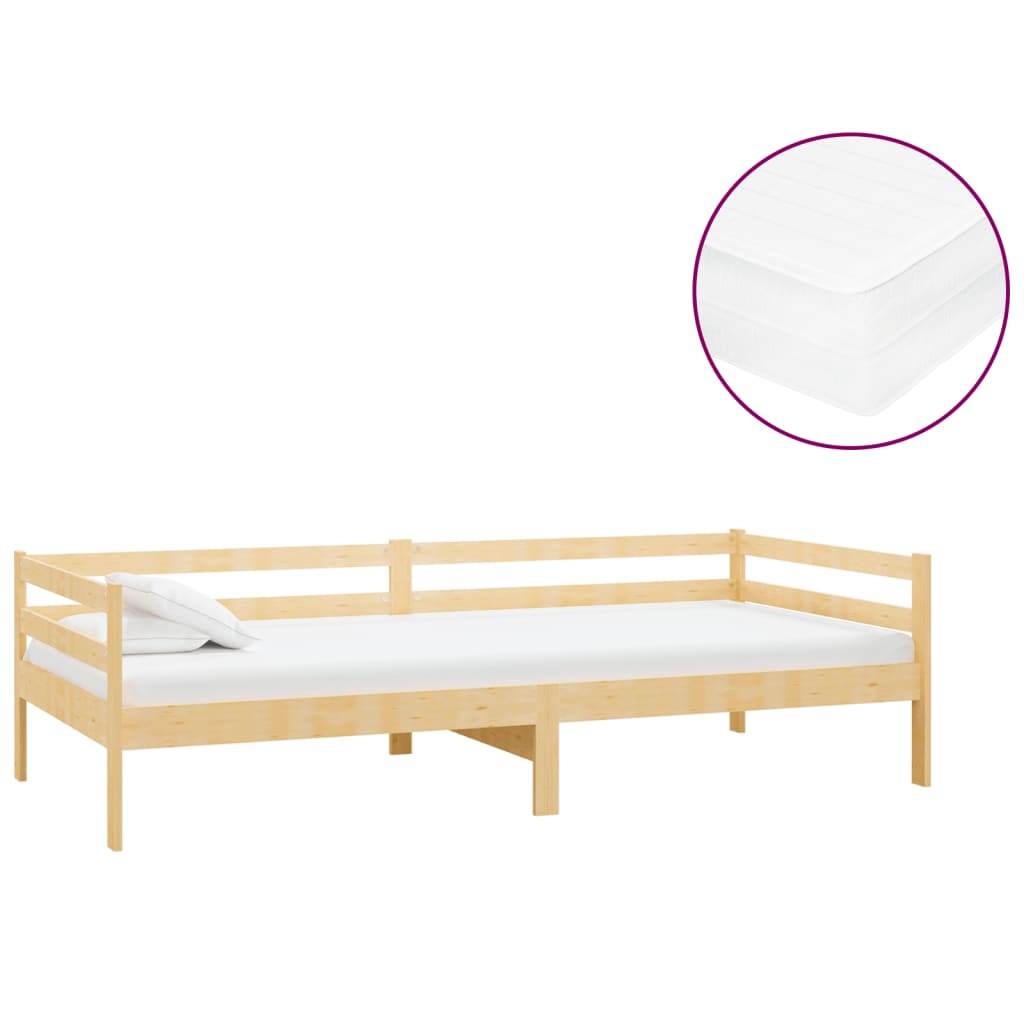 vidaXL Pat de zi cu saltea, 90x200 cm, lemn masiv de pin