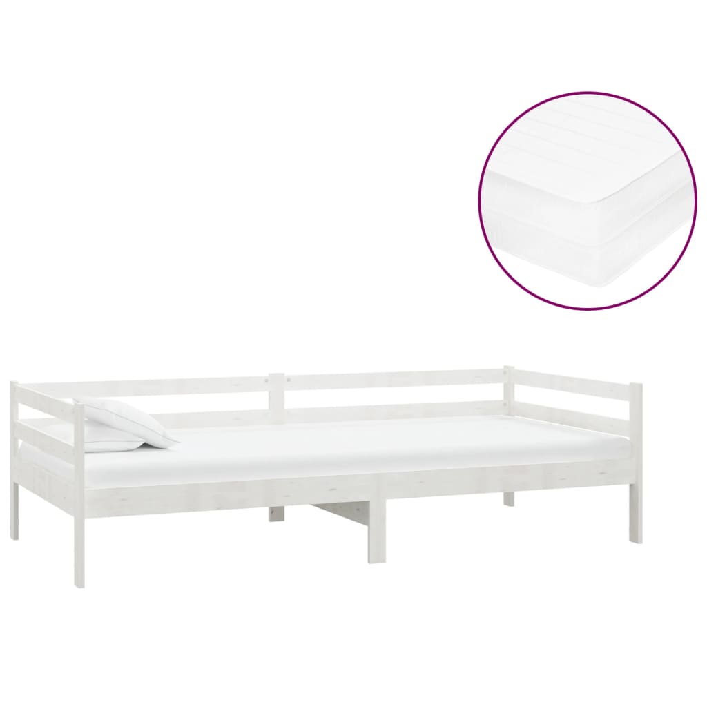 vidaXL Pat de zi cu saltea, 90x200 cm, lemn masiv de pin