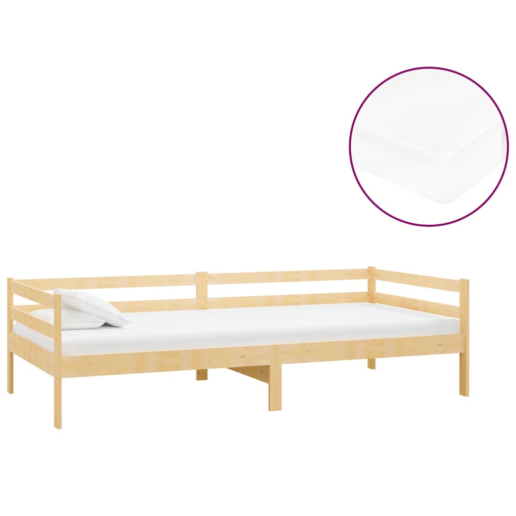 vidaXL Pat de zi cu saltea, 90x200 cm, lemn masiv de pin