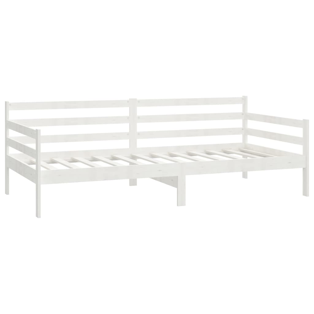 vidaXL Pat de zi cu saltea, alb, 90x200 cm, lemn masiv de pin